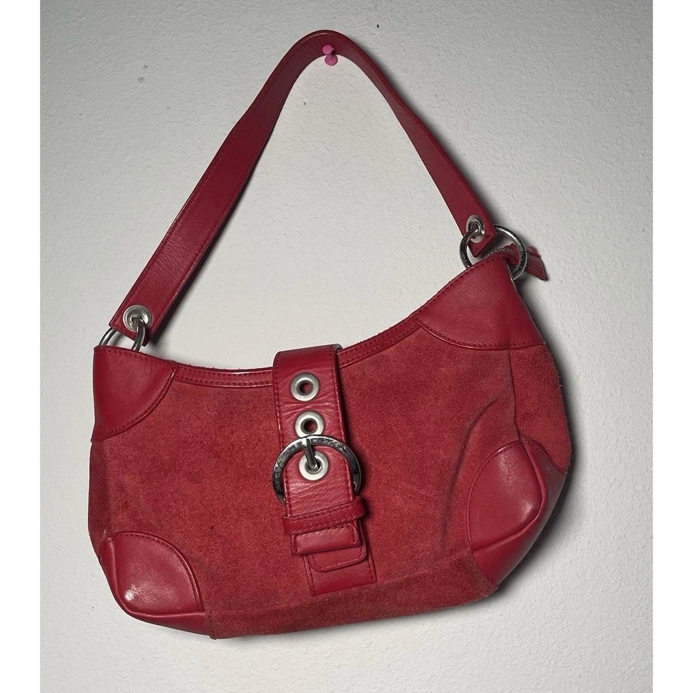 Bath And Body Works Red Suede Leather Purse Shoulder Bag